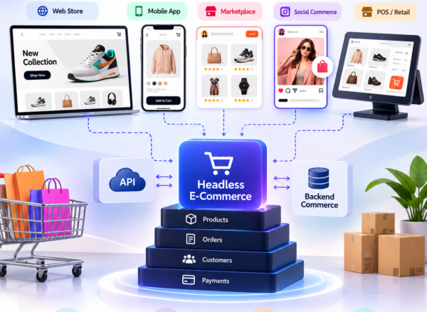 Headless E-Commerce Architecture Infographic Headless E-Commerce Architecture Infographic