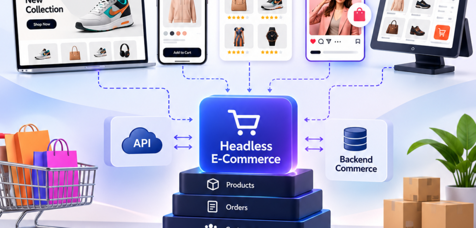Headless E-Commerce Architecture Infographic Headless E-Commerce Architecture Infographic